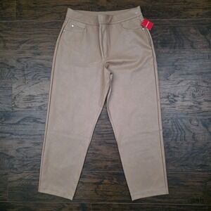 Spanx‎ Womens XL Faux Leather Straight Leg Pants Toffee High Rise